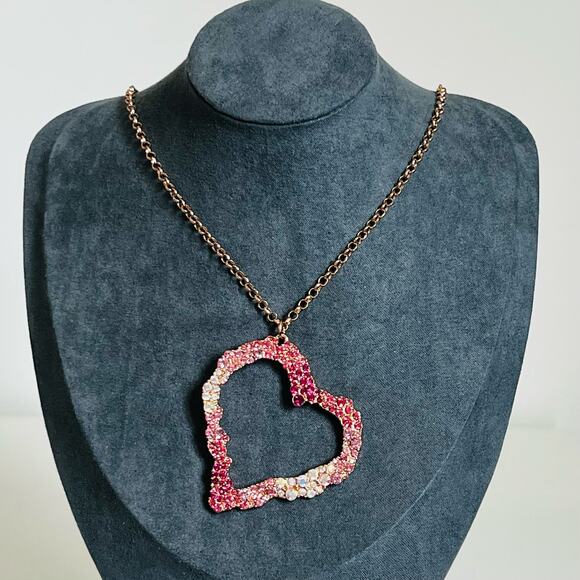 Betsey Johnson “Not Your Babe” Heart Necklace in Rose Gold - Picture 3 of 7